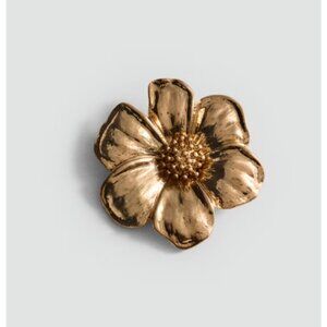 Mango Metallic Flower Brooch Gold Color